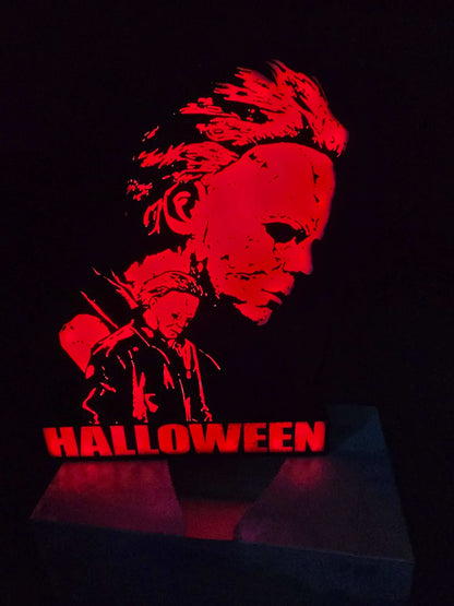 Halloween Michael Myers lightbox with Rob Zombie design illuminated by ONN LED