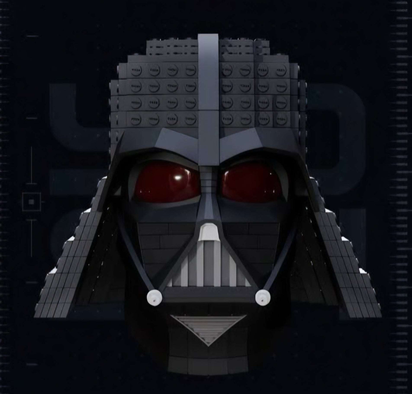 Three LEGO helmets featuring Mando, Darth Vader, and Stormtrooper, each one size fits all and sold individually