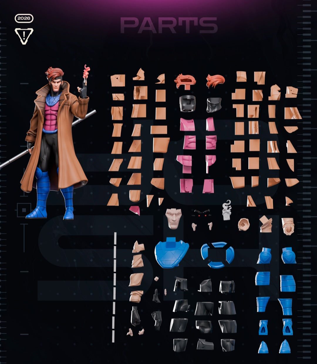 6ft 4in Life-Size Gambit weapon & card in hand glued on your side by 3dCurioPrints