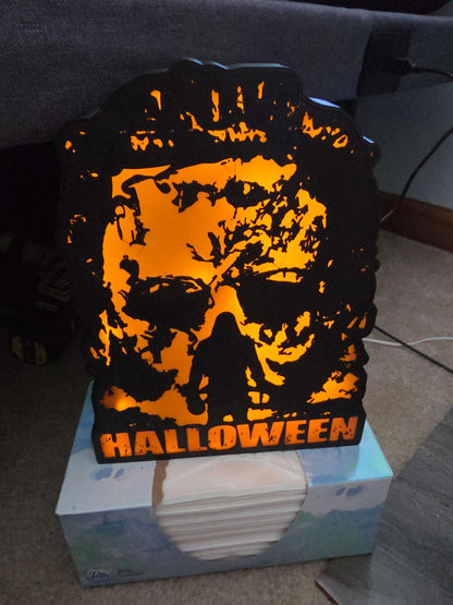 10" rob zombie halloween Michael myers lightbox onn led with remote takes 1-2 days to make by 3dCurioPrints