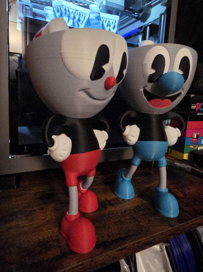Large set of 2 10" cupman and mugman bust statue figure made to order by 3dCurioPrints