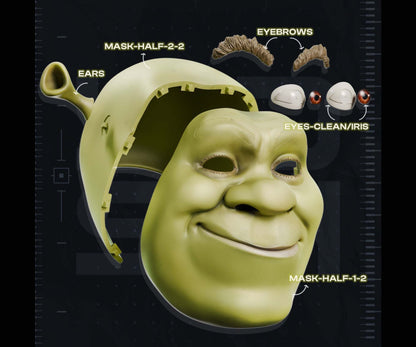 Shrek mask helmet cosplay prop fitting heads up to 24 inches for costume and collectible use
