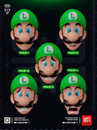Luigi helmet mask with magnets for customizable face options