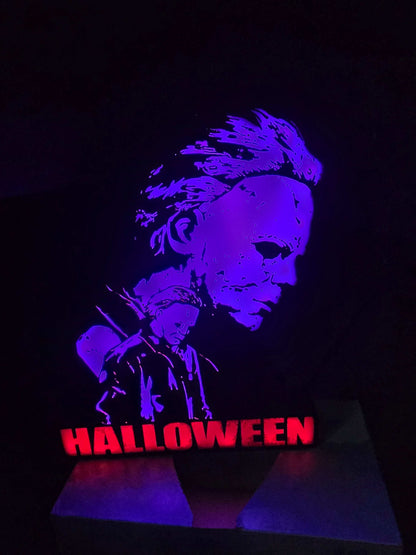 Halloween Michael Myers lightbox with Rob Zombie design illuminated by ONN LED