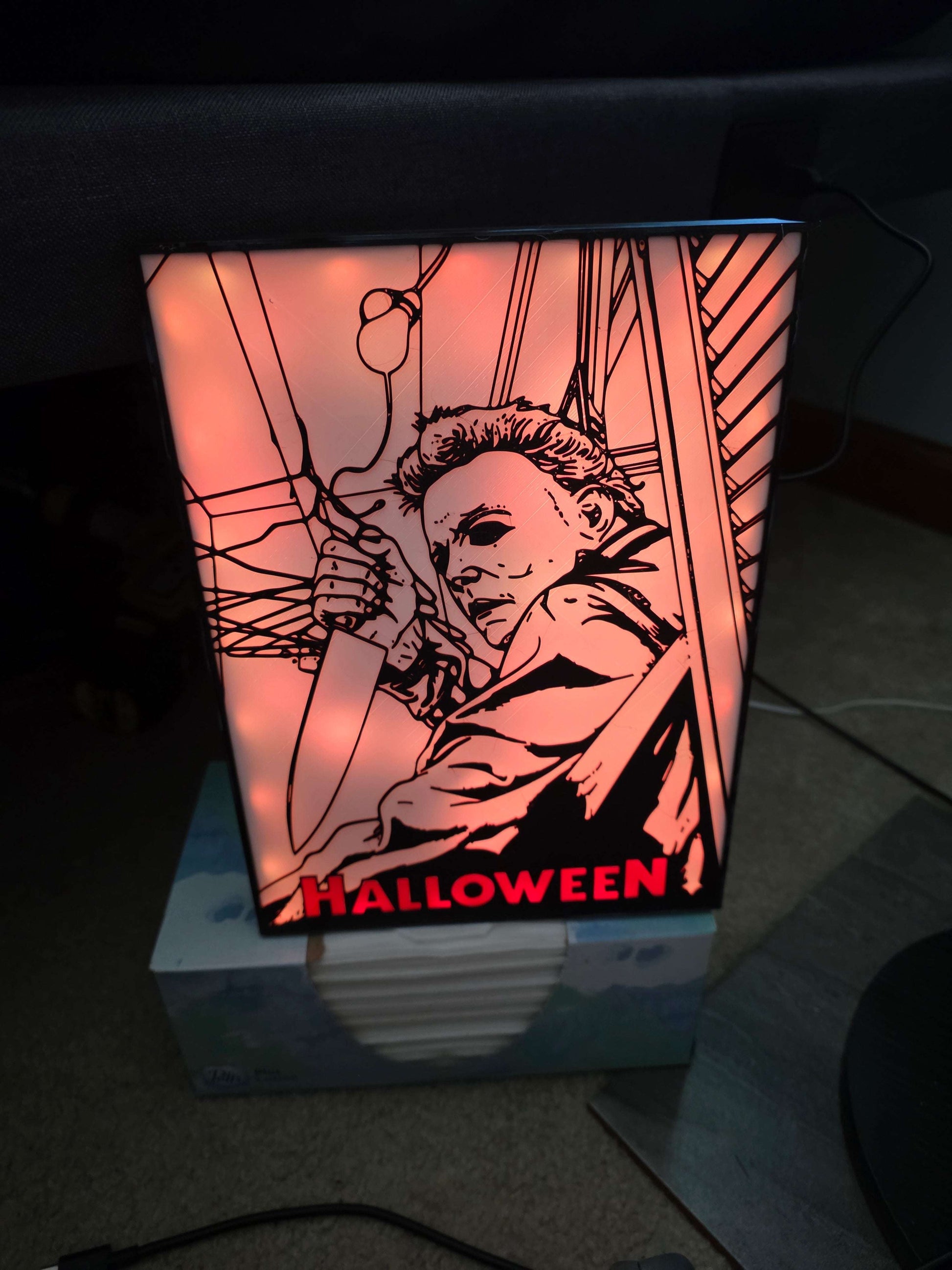 10" Michael myers lightbox halloween 1-2 days shipped comes with onn led and remote by 3dCurioPrints