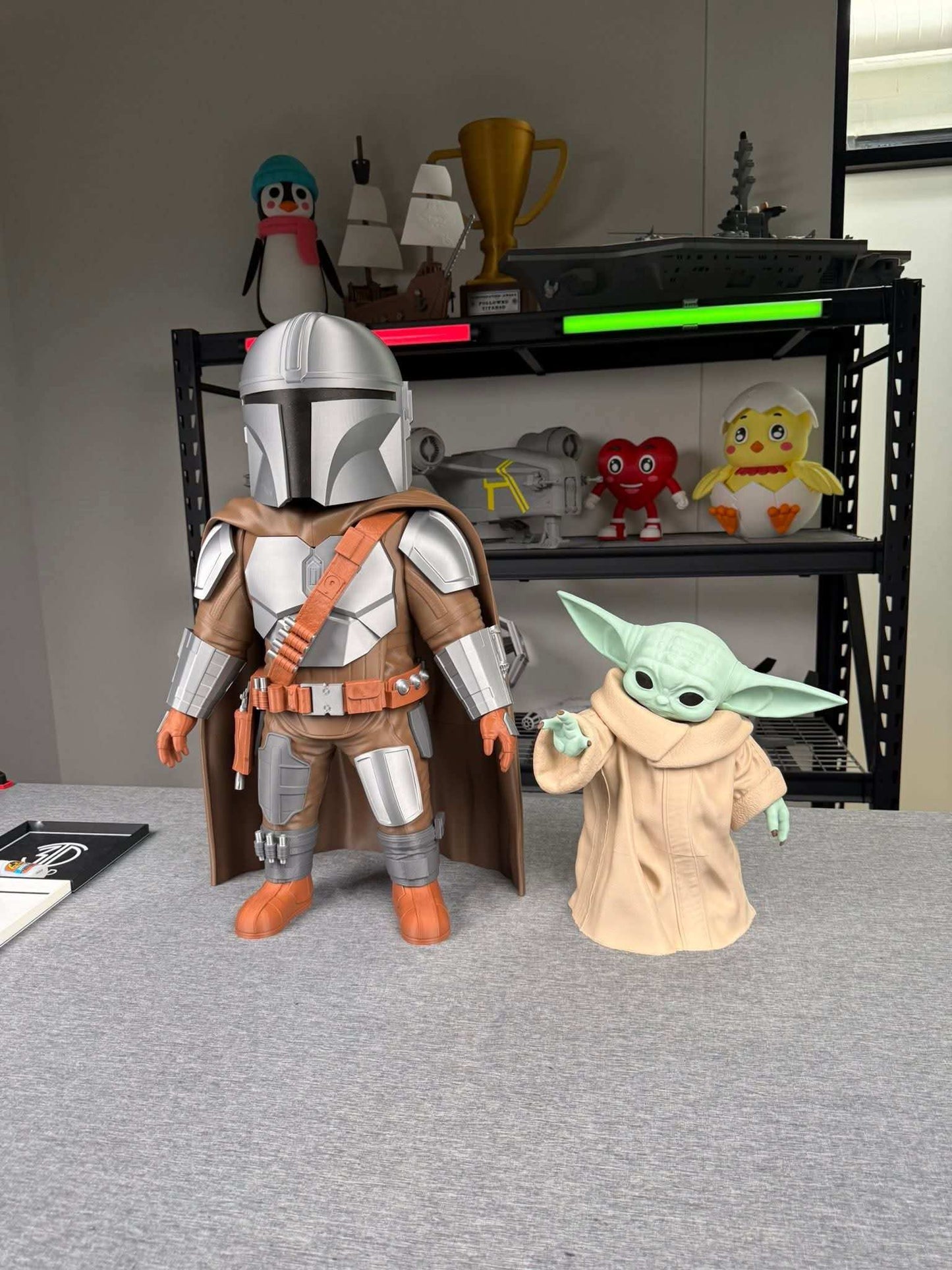 Large life-size 33" Boba Fett and 17" Yoda full-size bust figures made to order collectible set