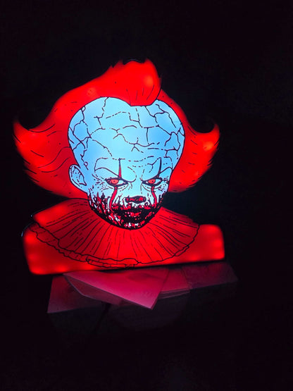 Pennywise 10" dancing clown lightbox with subtle glow for horror decor and Halloween displays