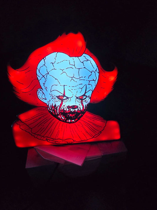 Pennywise 10" dancing clown lightbox with subtle glow for horror decor and Halloween displays