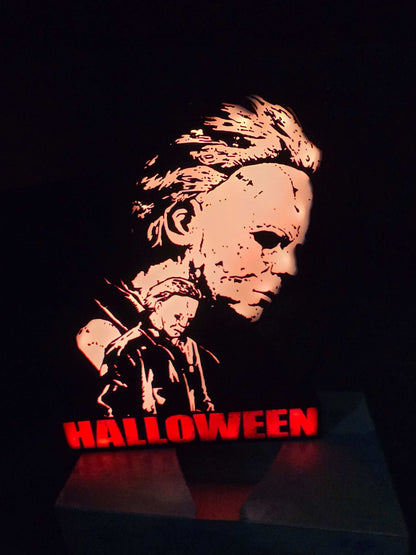Halloween Michael Myers lightbox with Rob Zombie design illuminated by ONN LED