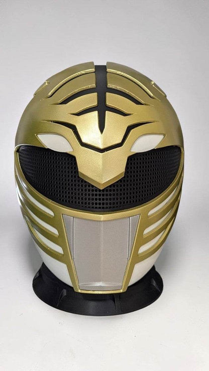 White Power Ranger full-size helmet mask with magnets fitting heads up to 24 inches