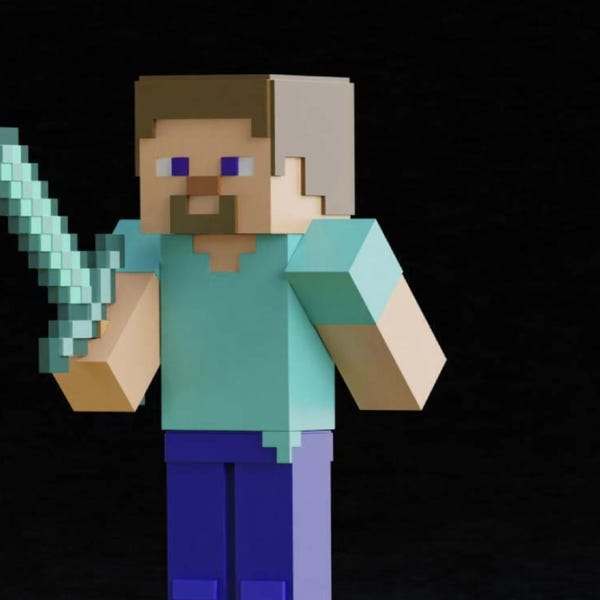 Large 1:1 3ft steve minecraft full size life size bust statue figure by 3dCurioPrints