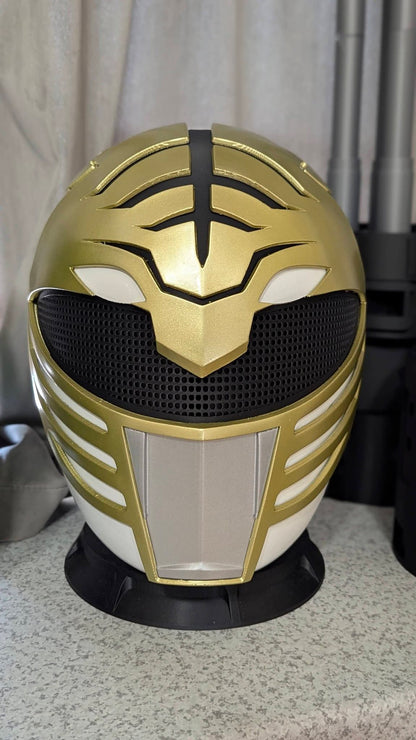 White Power Ranger full-size helmet mask with magnets fitting heads up to 24 inches