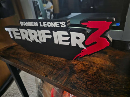 Terrifier logo art 12-inch wide Art the Clown horror prop for collectors and Halloween décor