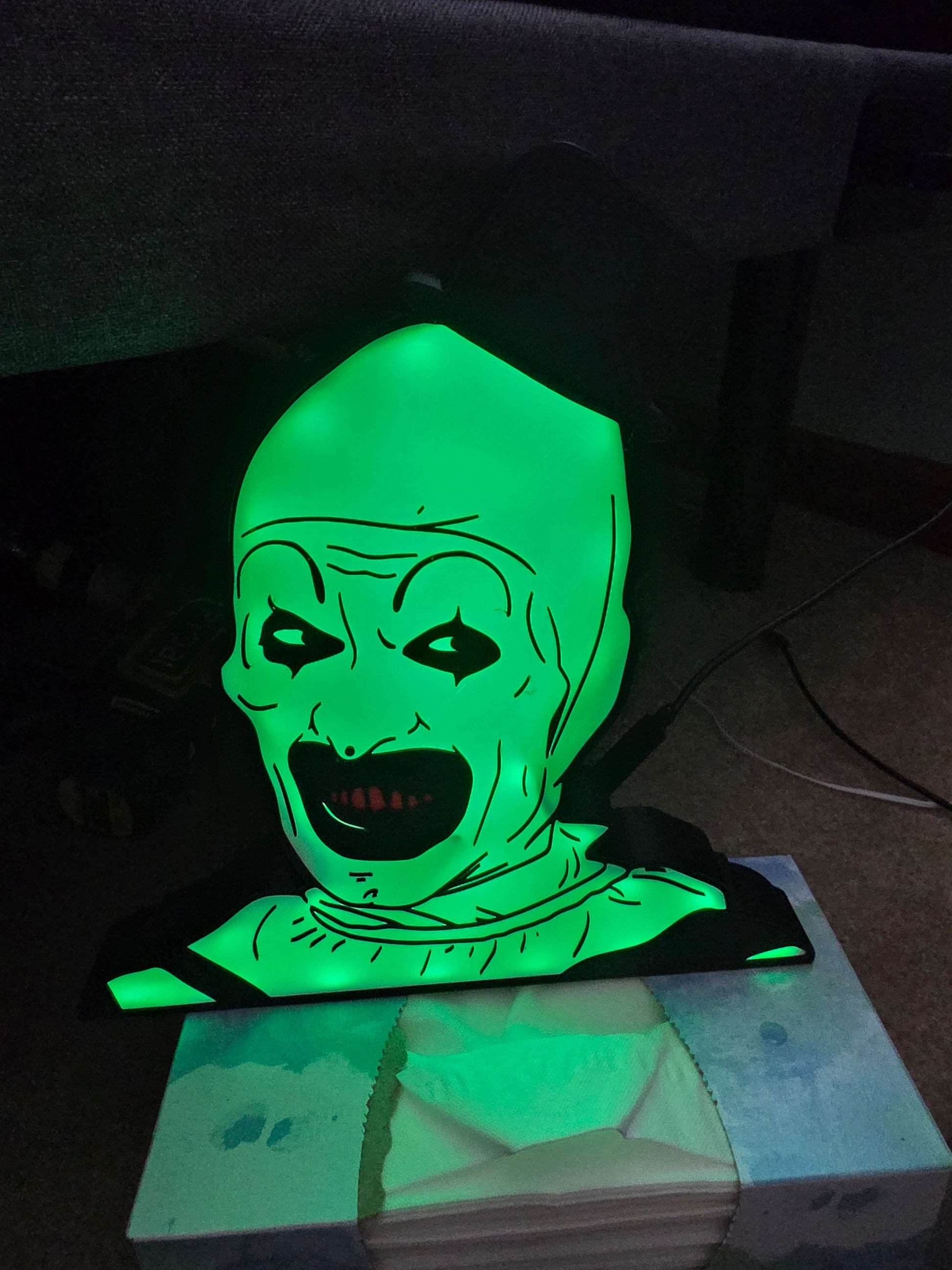 Terrifier 10" lightbox horror icon art the clown with onn lights 1-2 days shipped by 3dCurioPrints
