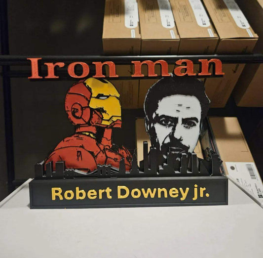 Superhero 10-inch nameplate featuring Wolverine, Spider-Man, Iron Man, and Deadpool for wall or desk display