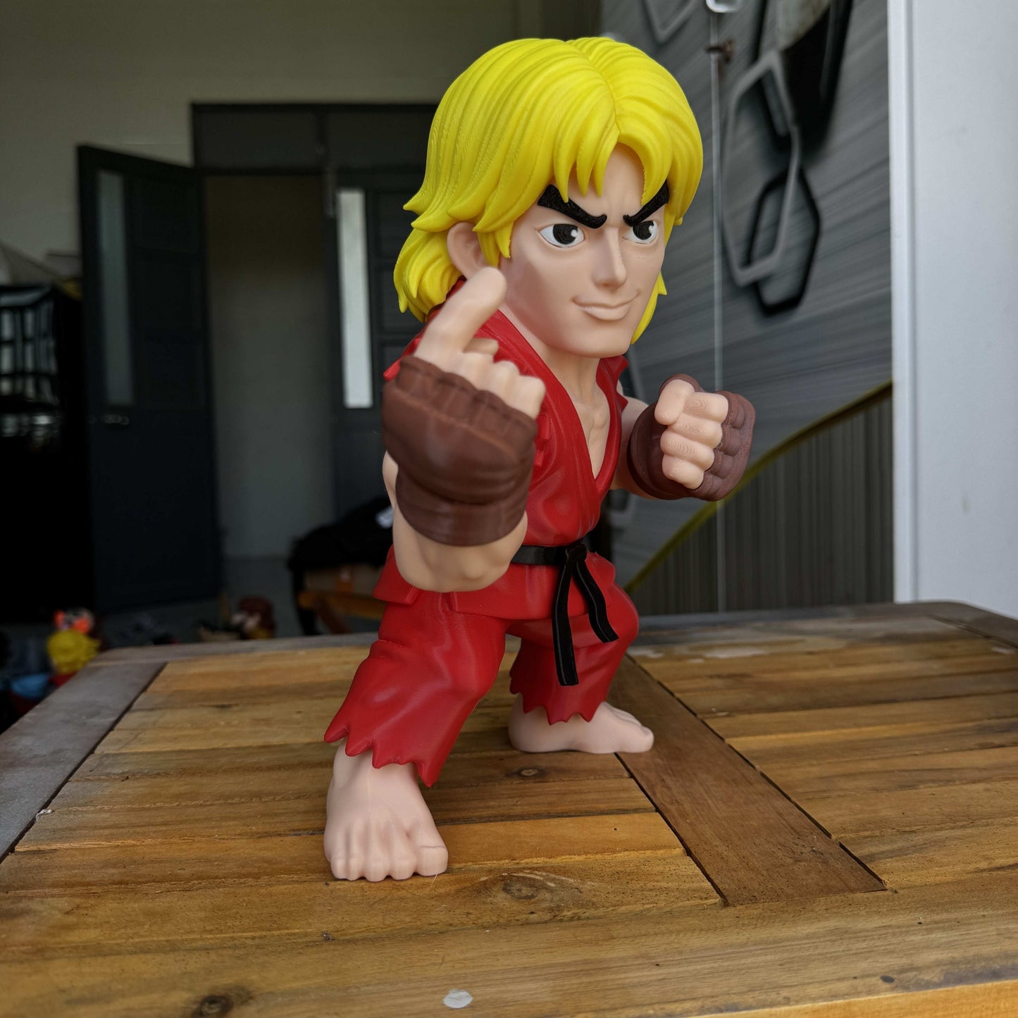 22" 1ft 10 in Ken Masters statue from Street Fighter standing tall in dynamic pose