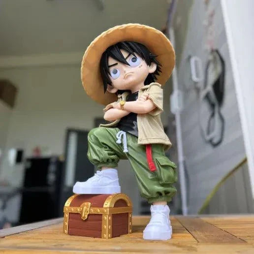 25 inch Urban Luffy One Piece figure statue with bold street-style design