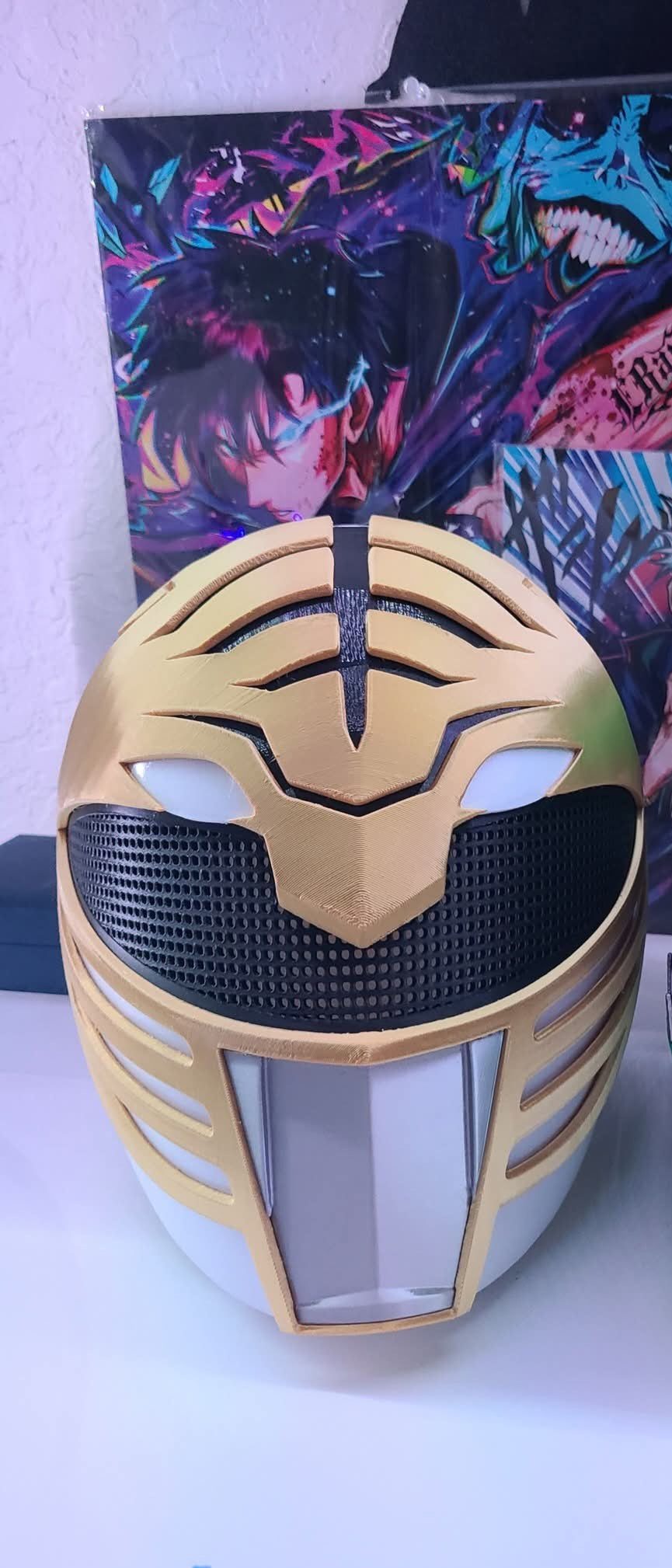 White Power Ranger full-size helmet mask with magnets