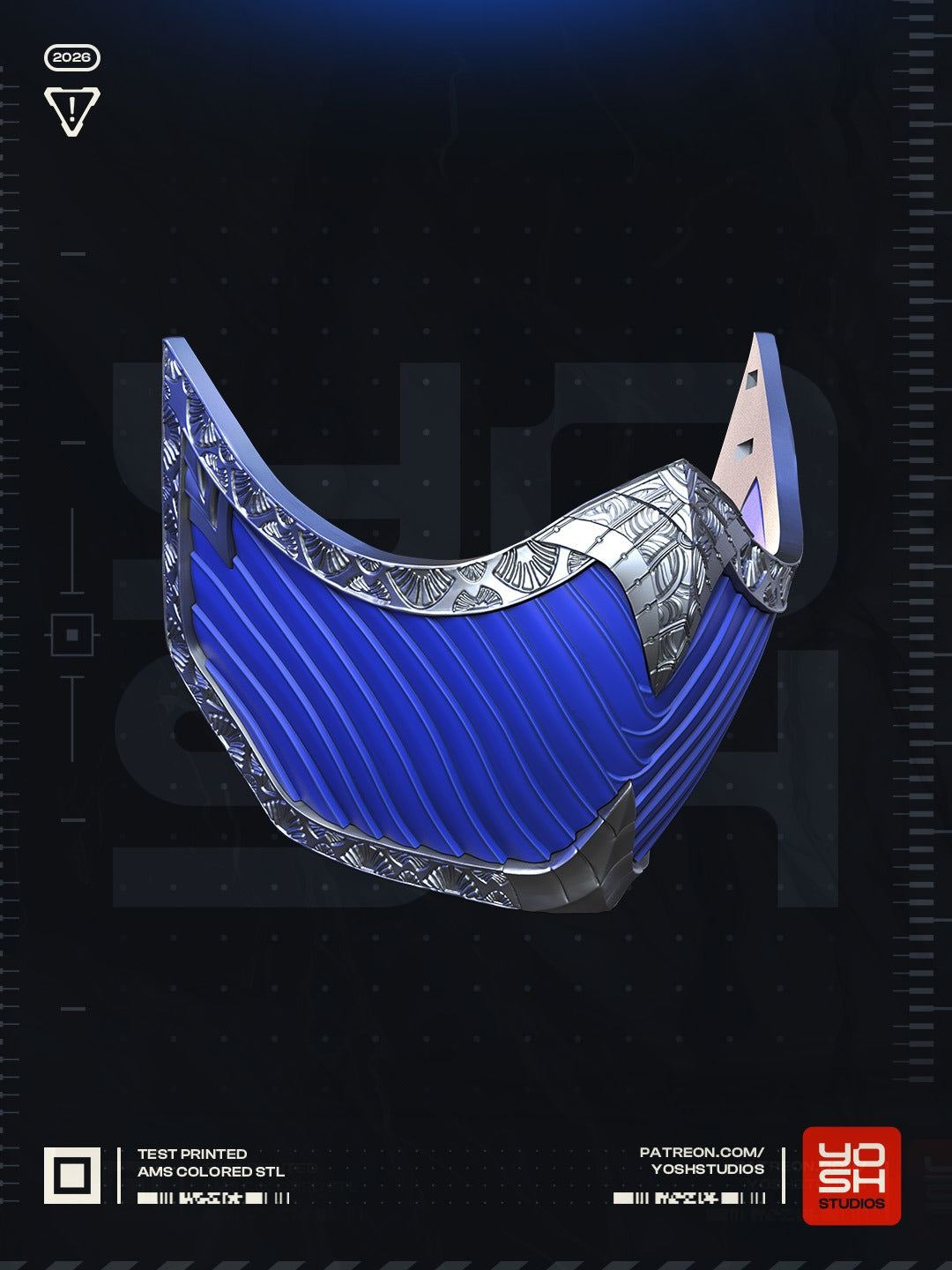 Mk2 kitina mask blue vigilante face shell with silver outer color no string cosplay accessory