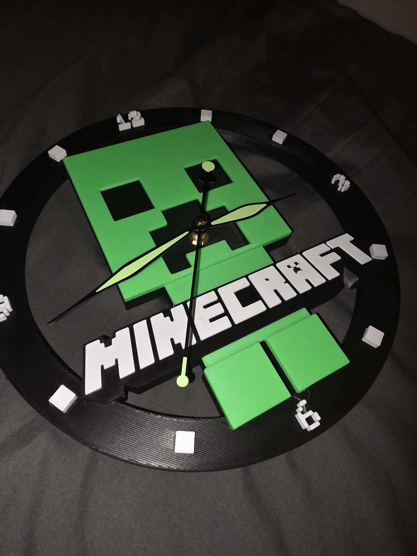 10" minecraft wall clock made 1-3 days by 3dCurioPrints