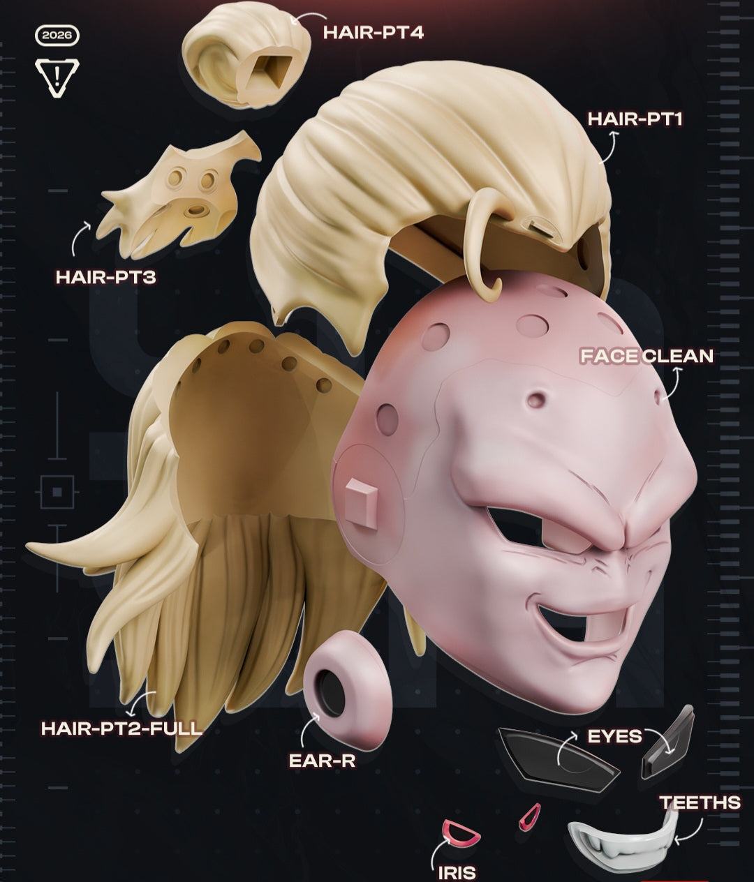 Soccer Majin Erlind Haaland Buu anime dragonball z helmet mask heads up to 24" by 3dCurioPrints
