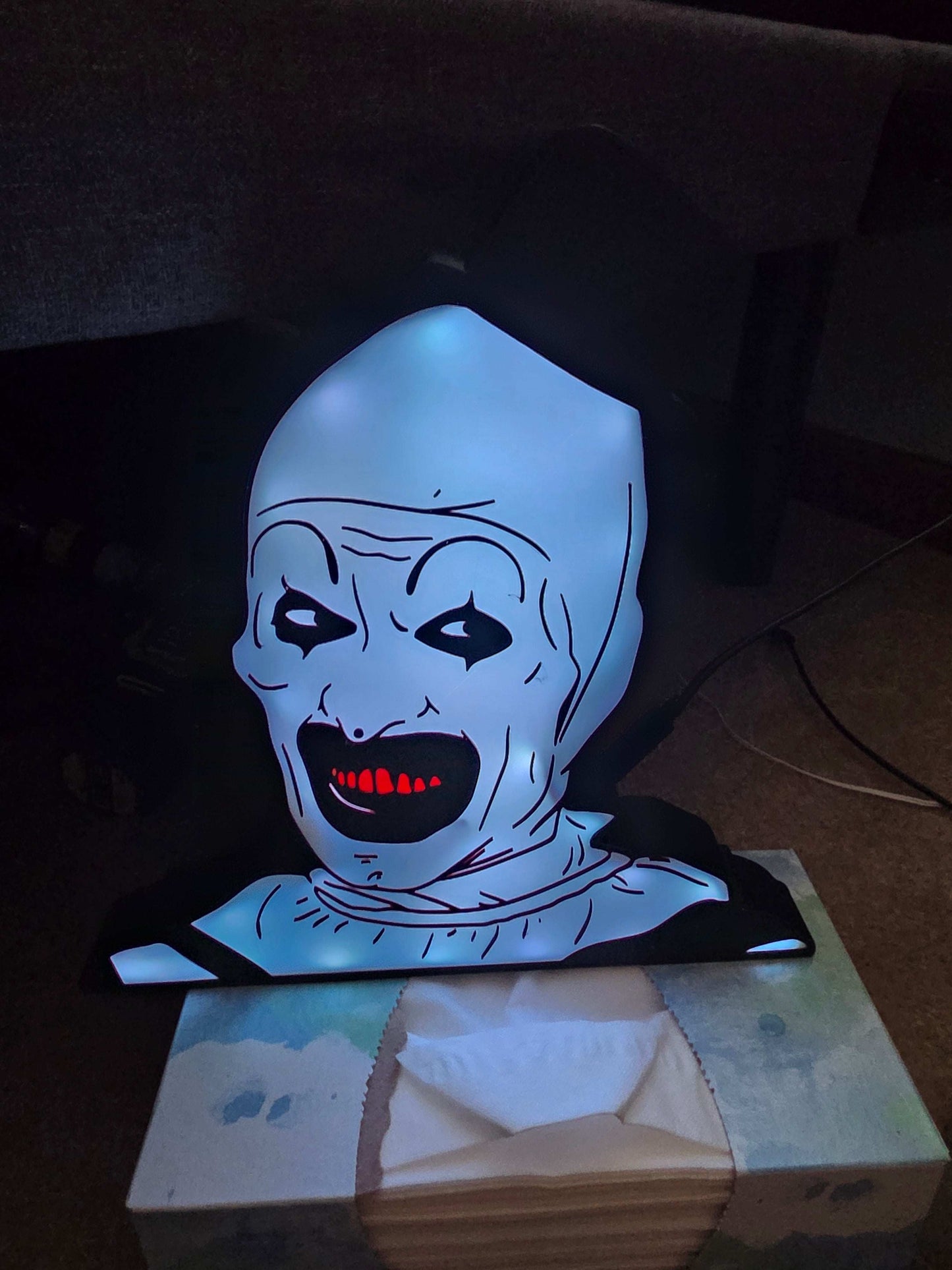 Terrifier 10-inch lightbox featuring illuminated Art the Clown horror icon