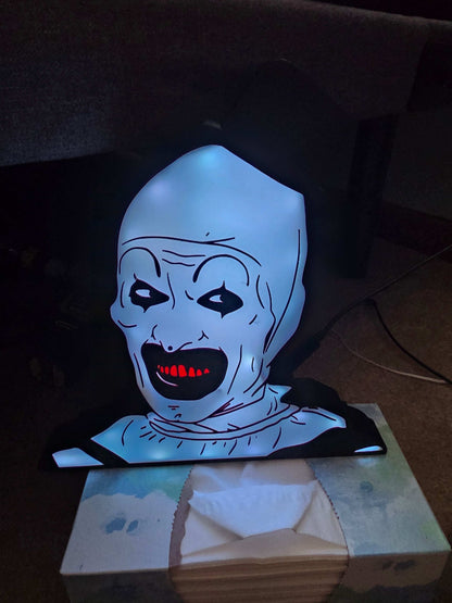 Terrifier 10-inch lightbox featuring illuminated Art the Clown horror icon