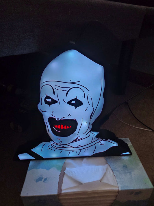 Terrifier 10-inch lightbox featuring illuminated Art the Clown horror icon