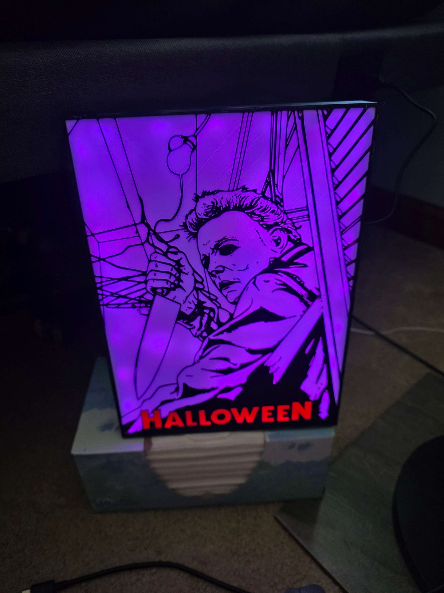 10" Michael myers lightbox halloween 1-2 days shipped comes with onn led and remote by 3dCurioPrints