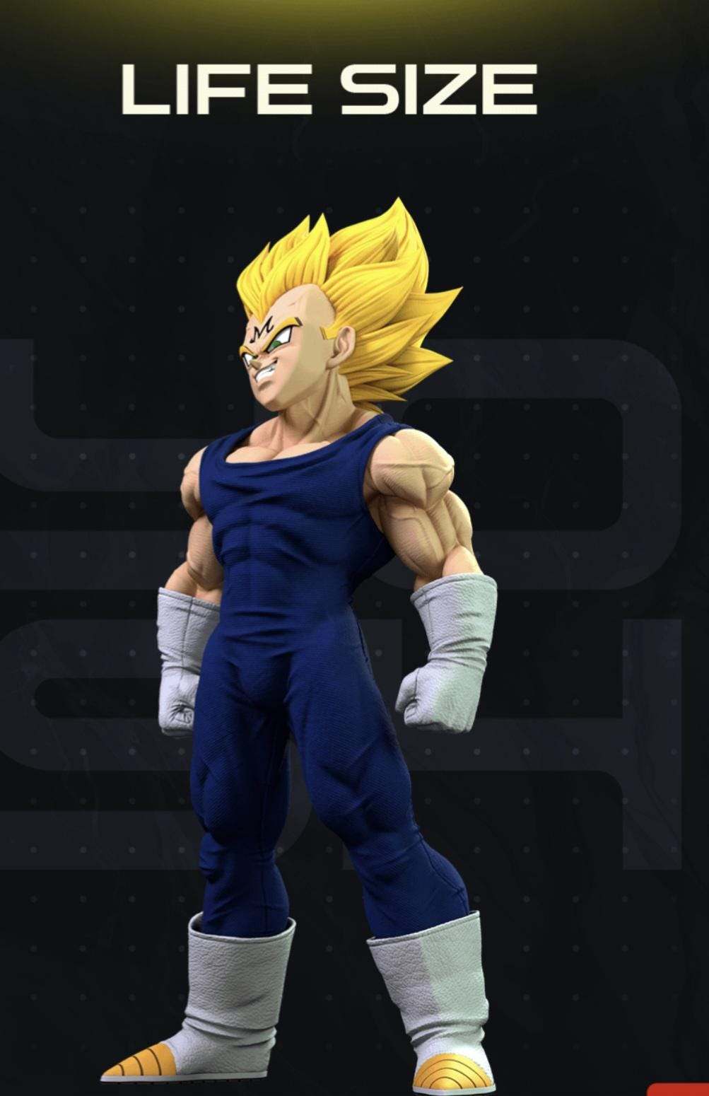 Fullsize lifesize 1:1 5ft 6in Majin Vegeta dragonball z bust made to order by 3dCurioPrints