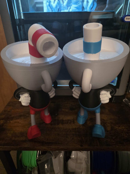 Large set of 2 10" cupman and mugman bust statue figure made to order by 3dCurioPrints