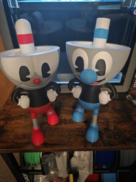 Large set of 2 10" cupman and mugman bust statue figure made to order by 3dCurioPrints
