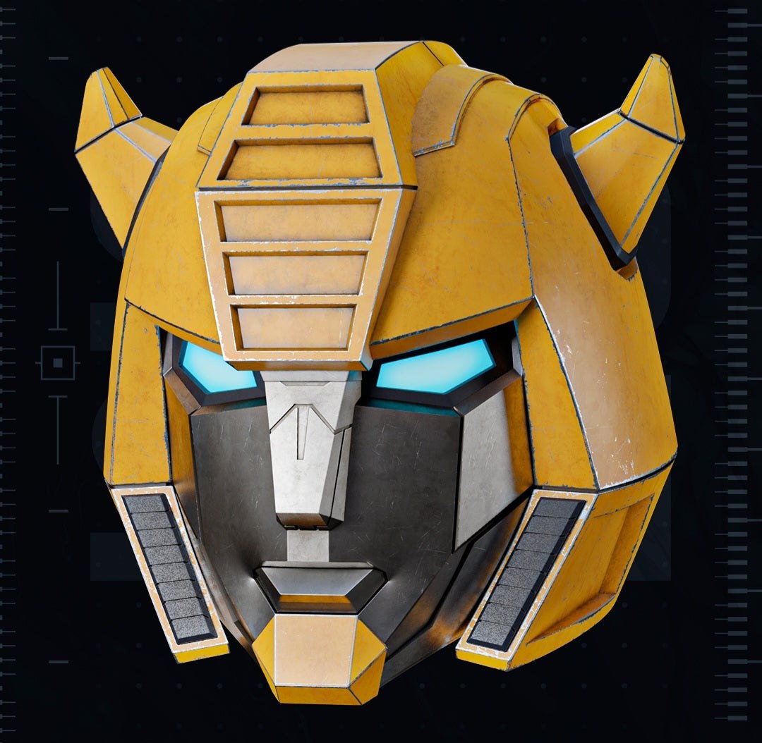 Transformers Bumblebee G1 helmet fitting heads up to 24 inches, yellow and black design