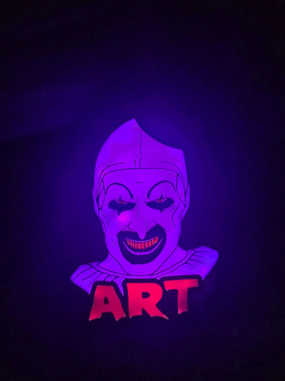 Art the Clown Terrifier LED backlit lightbox displaying iconic horror character with glowing effect