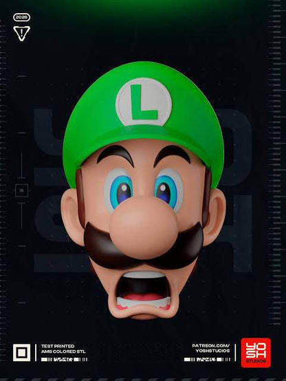 Luigi helmet mask with magnets showing plumber face option