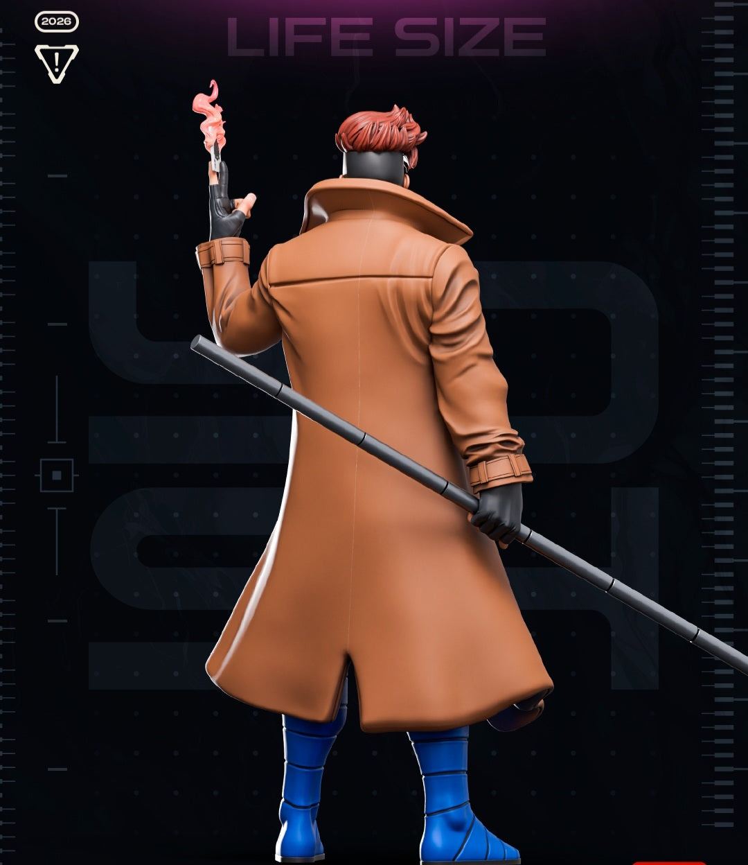 6ft 4in Life-Size Gambit weapon & card in hand glued on your side by 3dCurioPrints