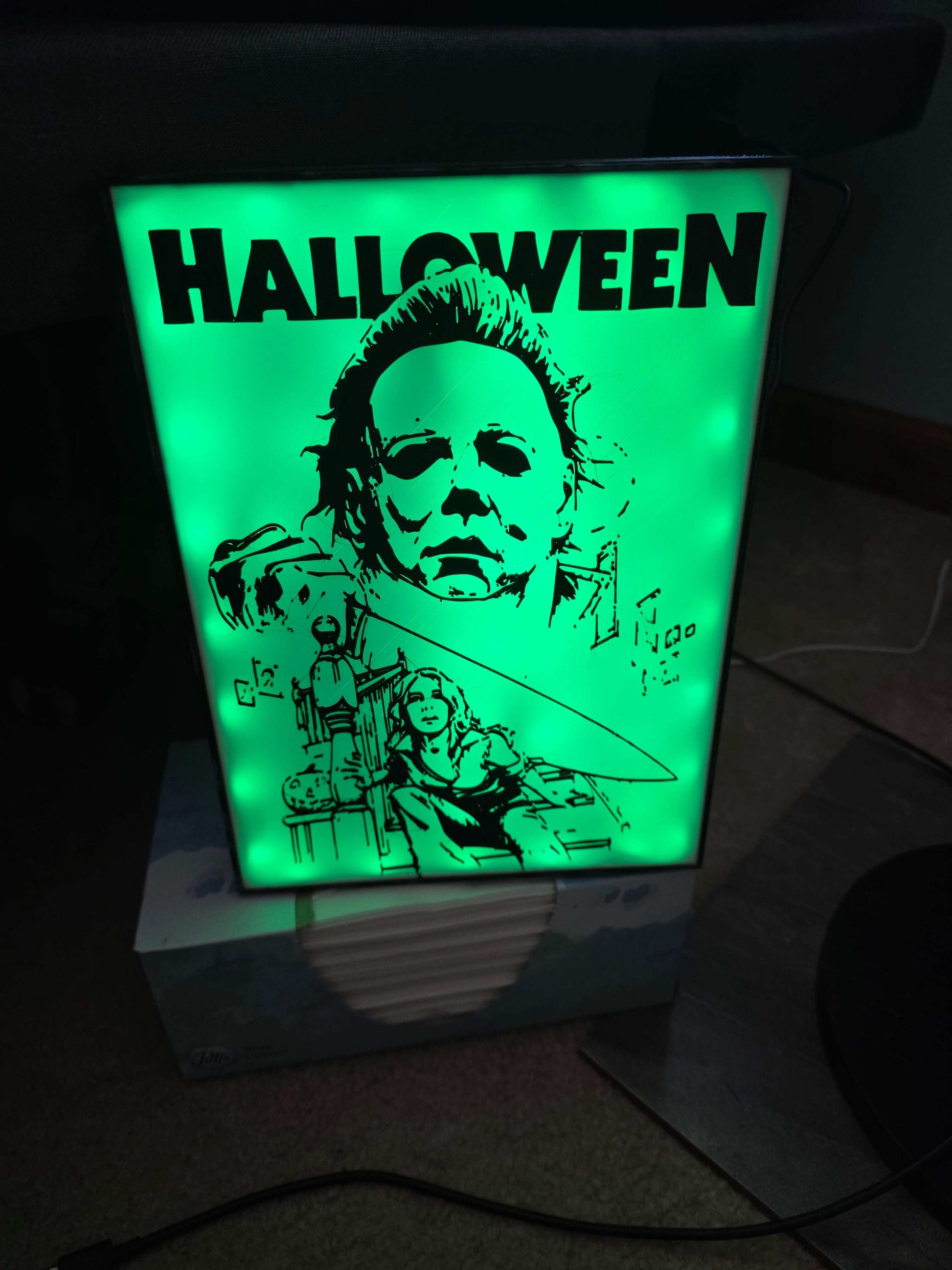 10" Michael myers lightbox closet scene halloween onn led and remote 1-2 days to make by 3dCurioPrints