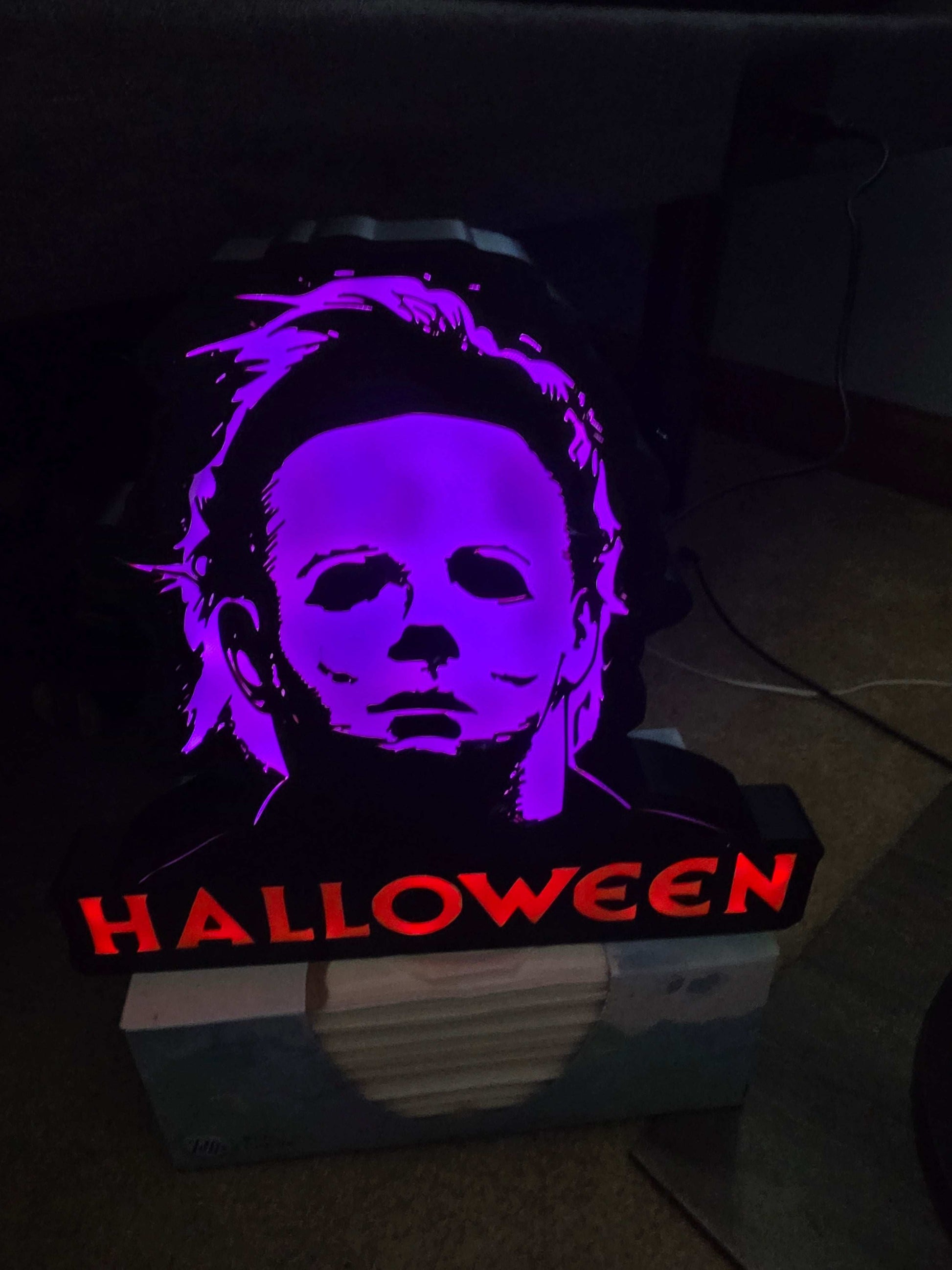 Halloween Michael myers 10" lightbox horror comes with onn led lights by 3dCurioPrints