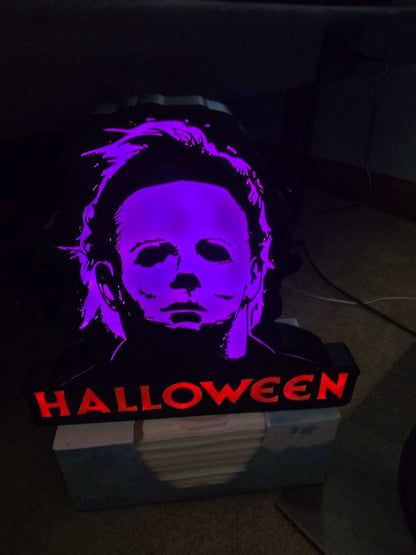 Halloween Michael myers 10" lightbox horror comes with onn led lights by 3dCurioPrints