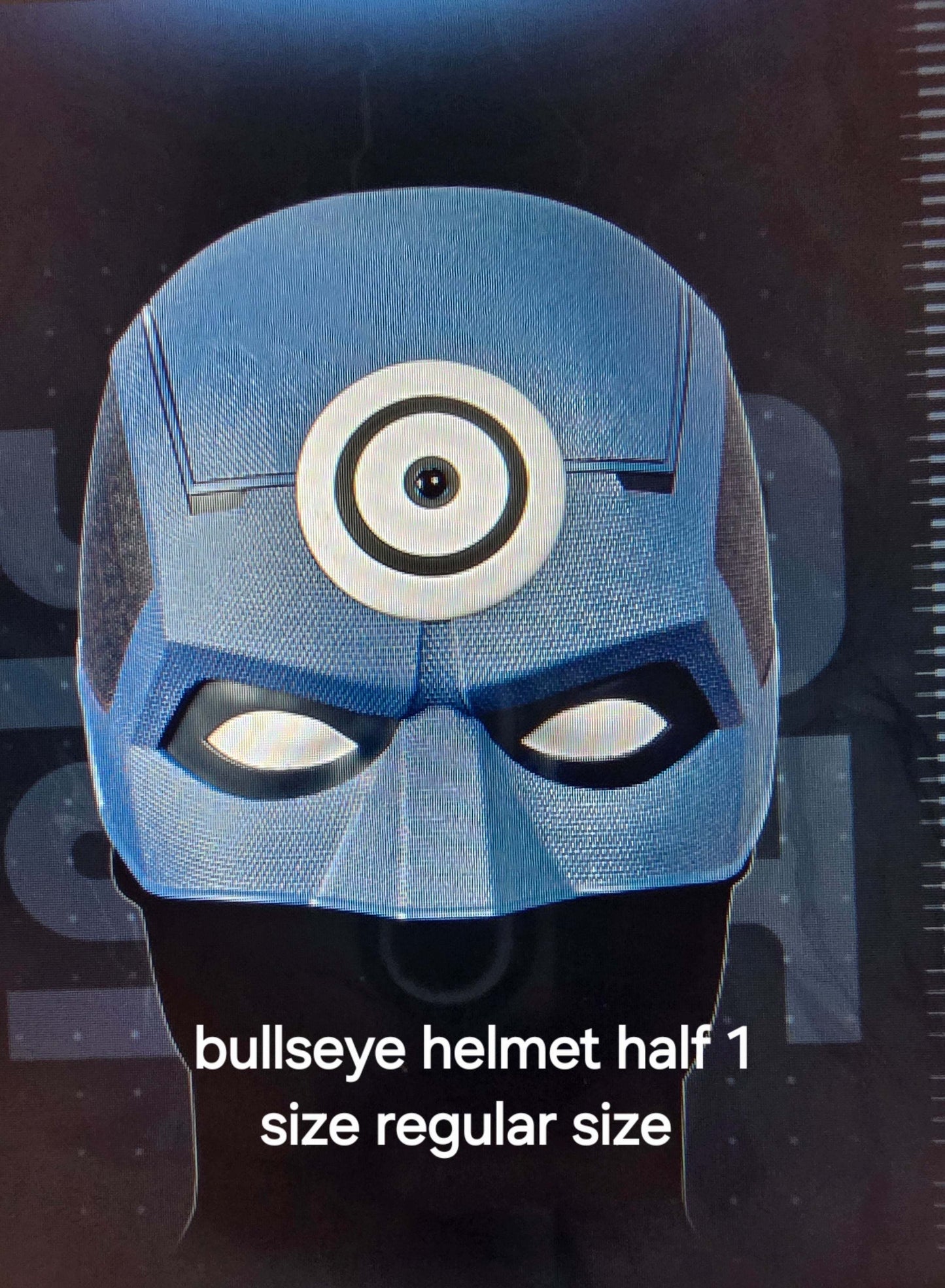 Bullseye vigilante half-head mask helmet with magnets, customizable color, one size cosplay accessory