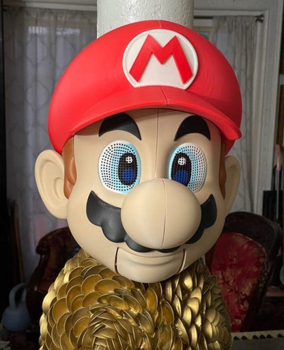 Mario the plumber video game mask with magnets, one size fits heads up to 24 inches
