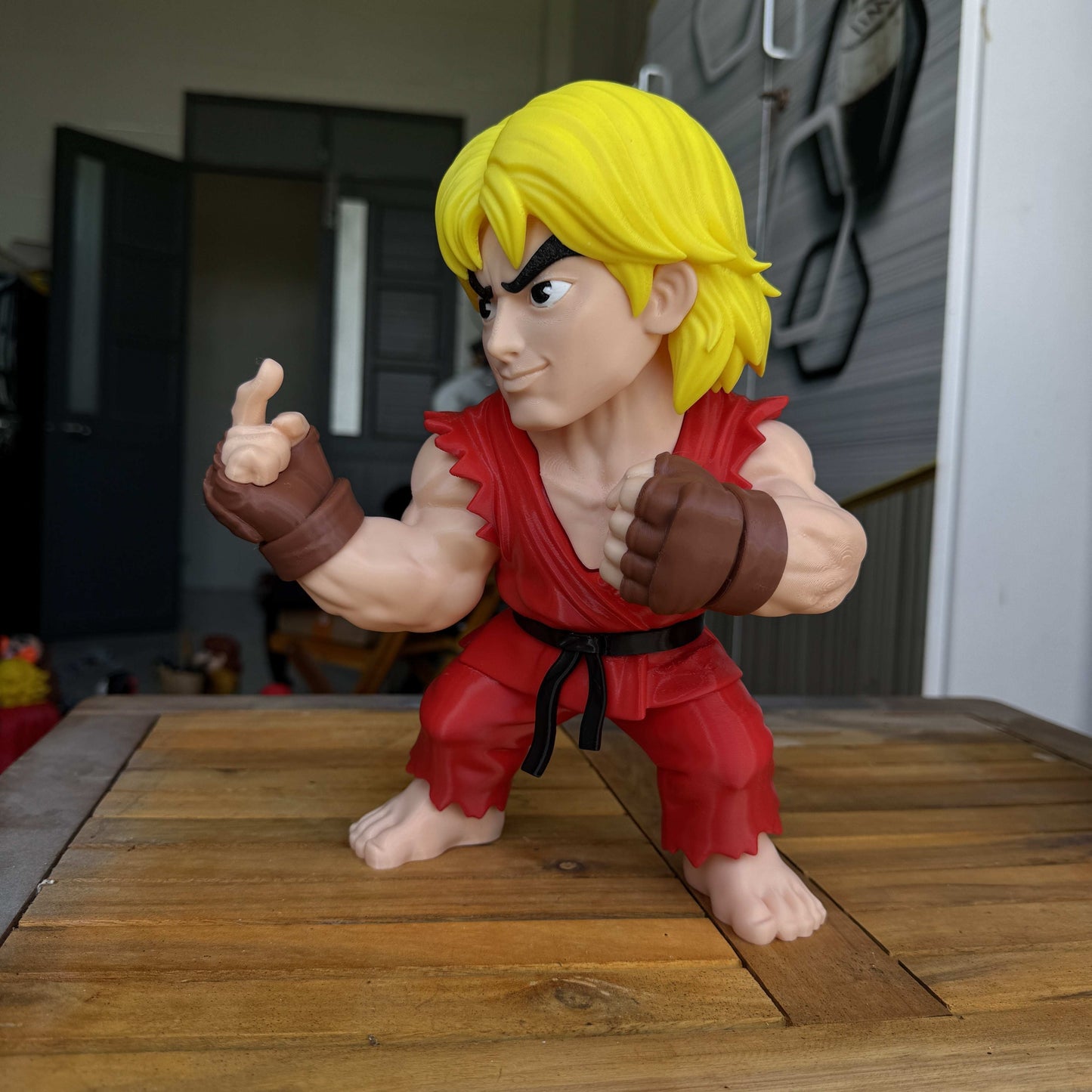 22" 1ft 10 in Ken Masters statue from Street Fighter standing tall in dynamic pose