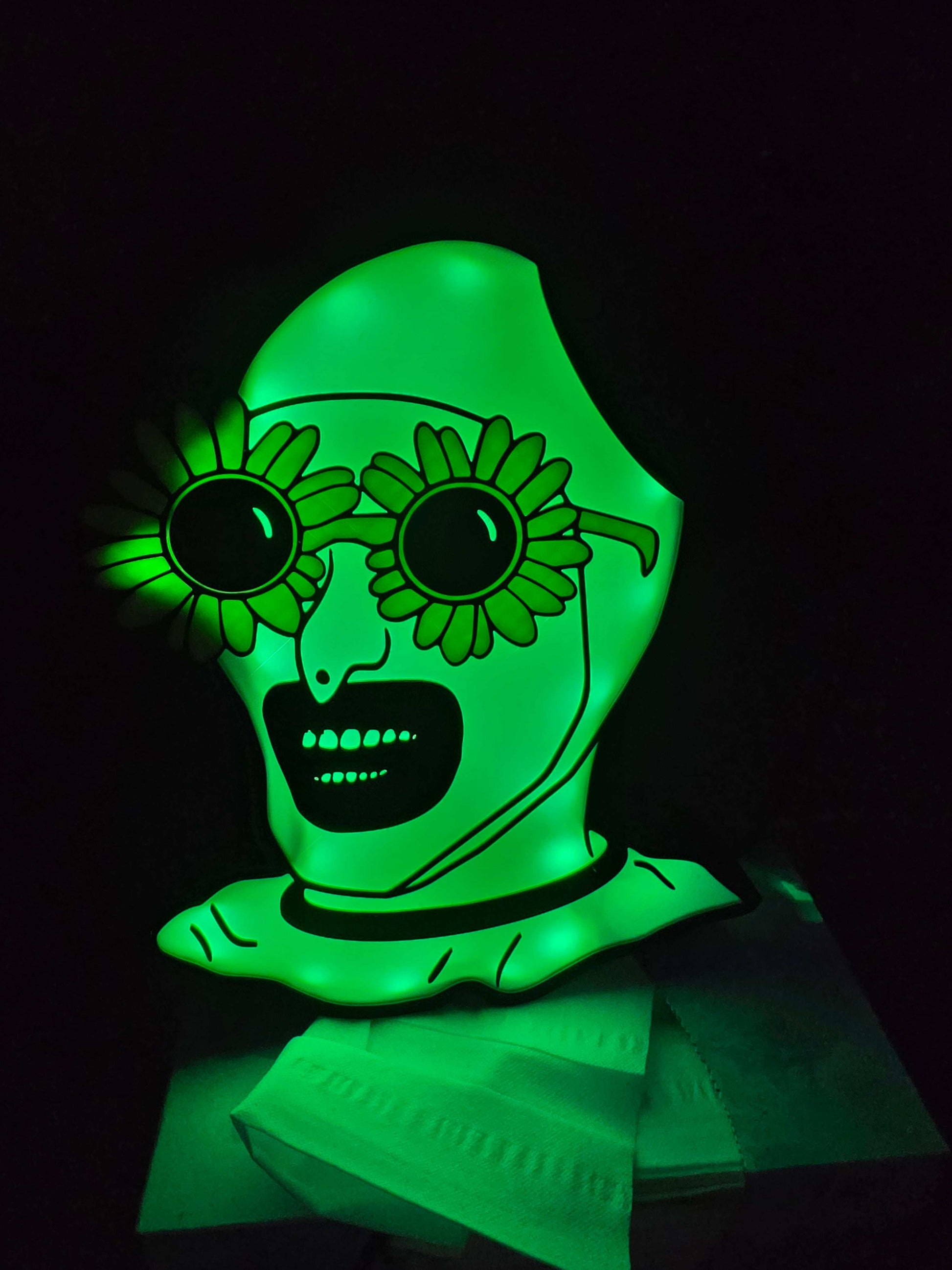 10-inch Terrifier Art the Clown lightbox with sunflower design and ONN LED remote