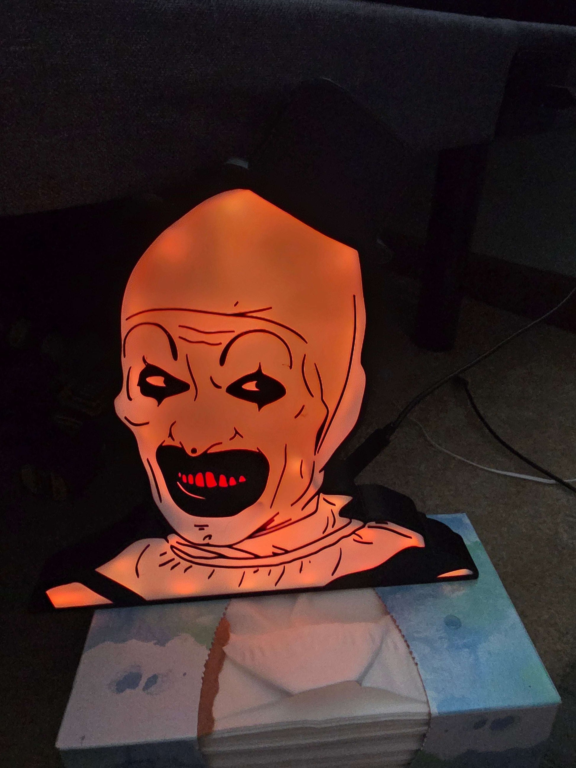 Terrifier 10" lightbox horror icon art the clown with onn lights 1-2 days shipped by 3dCurioPrints