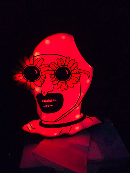10-inch Terrifier Art the Clown lightbox with sunflower design and ONN LED remote