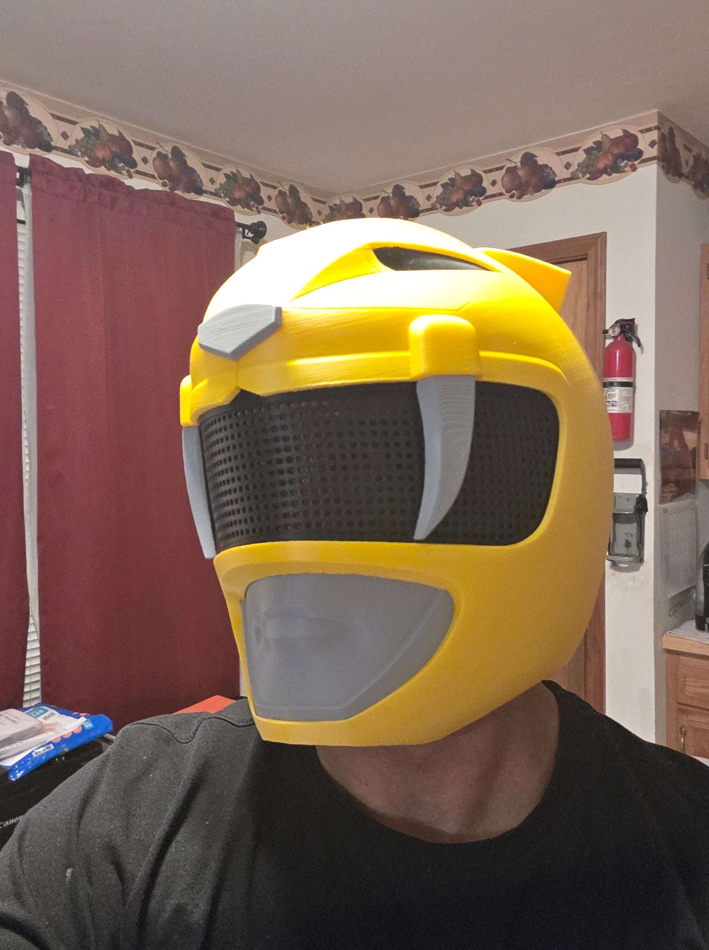 Yellow Power Ranger helmet mask with magnets, one size fits heads up to 24", cosplay accessory
