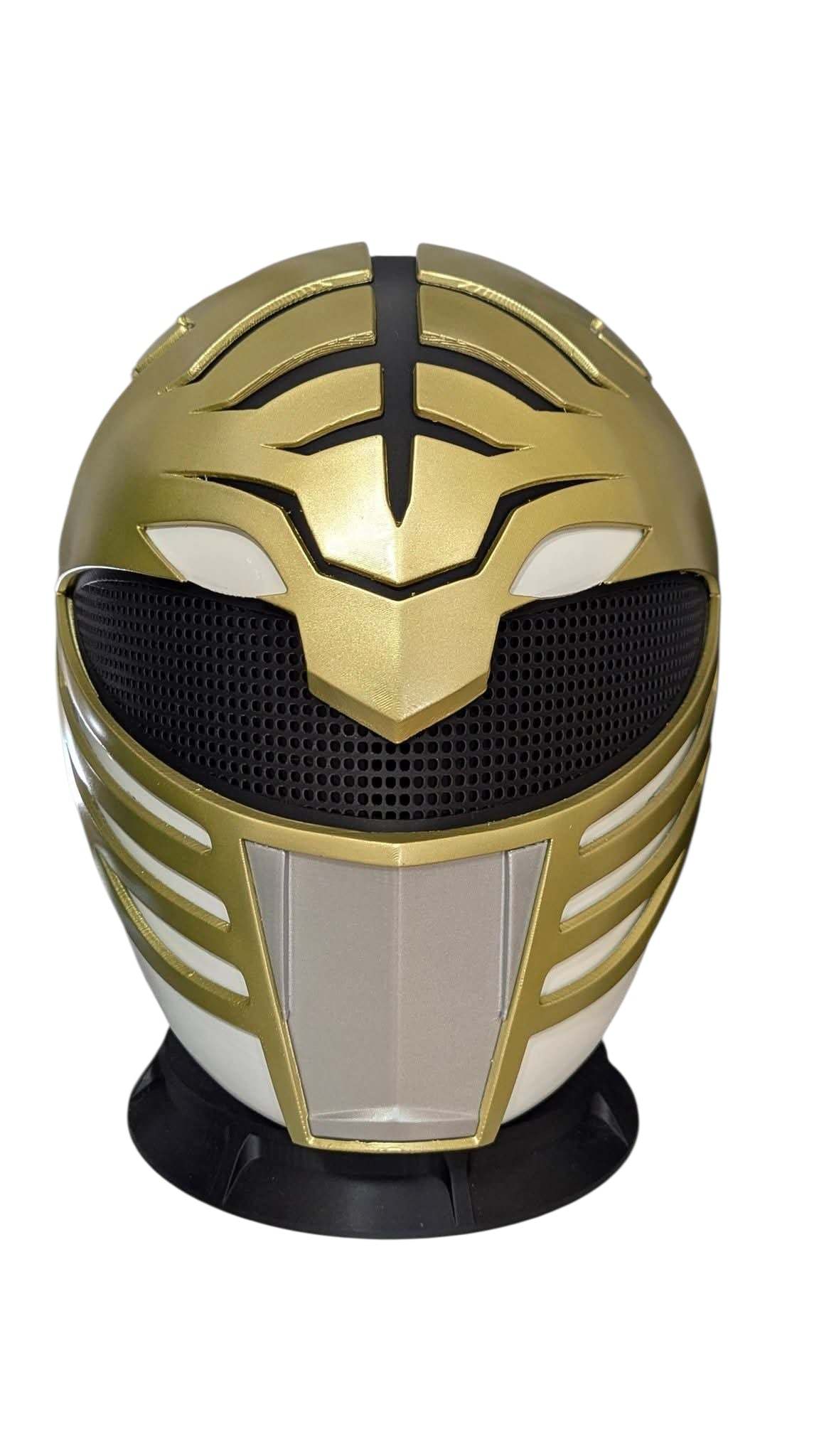 White Power Ranger full-size helmet mask with magnets for cosplay and display