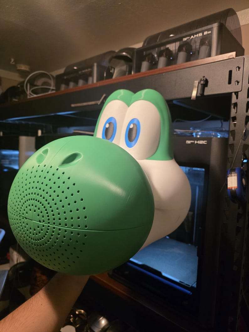 Green lizard full size Yoshi-inspired helmet mask for cosplay and costume parties