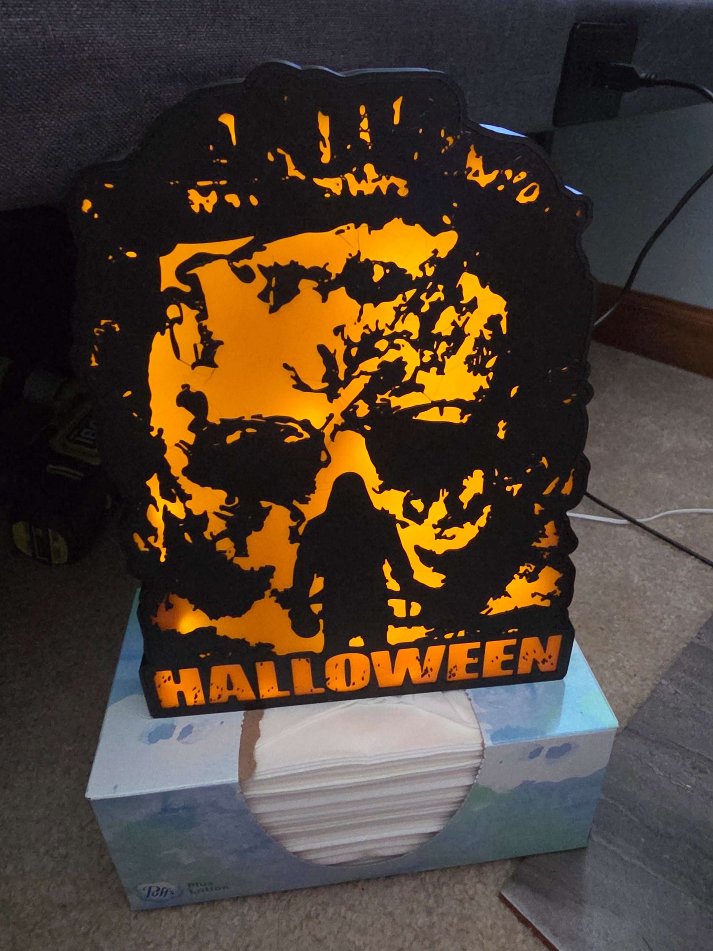 10" rob zombie halloween Michael myers lightbox onn led with remote takes 1-2 days to make by 3dCurioPrints