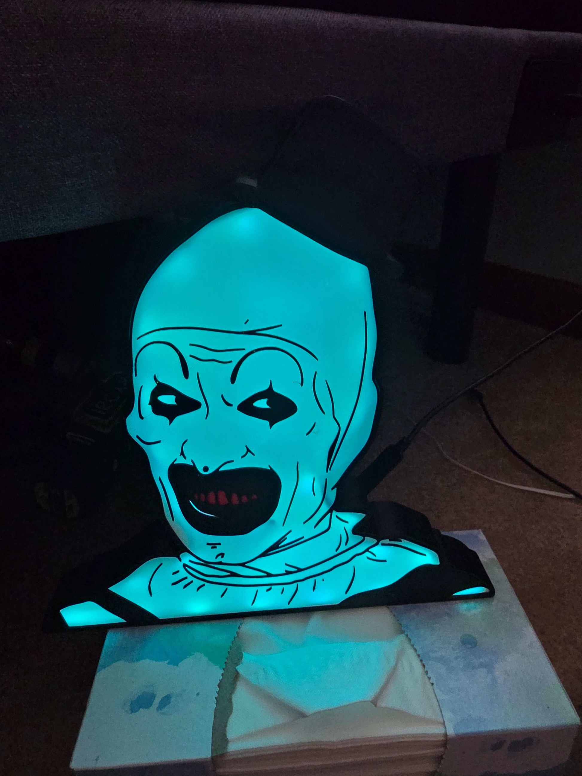 Terrifier 10" lightbox horror icon art the clown with onn lights 1-2 days shipped by 3dCurioPrints